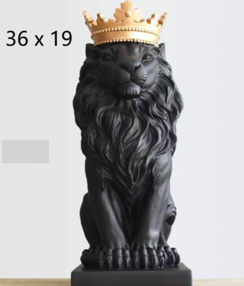 Crown Lion Resin Sculpture for Modern Home Decor